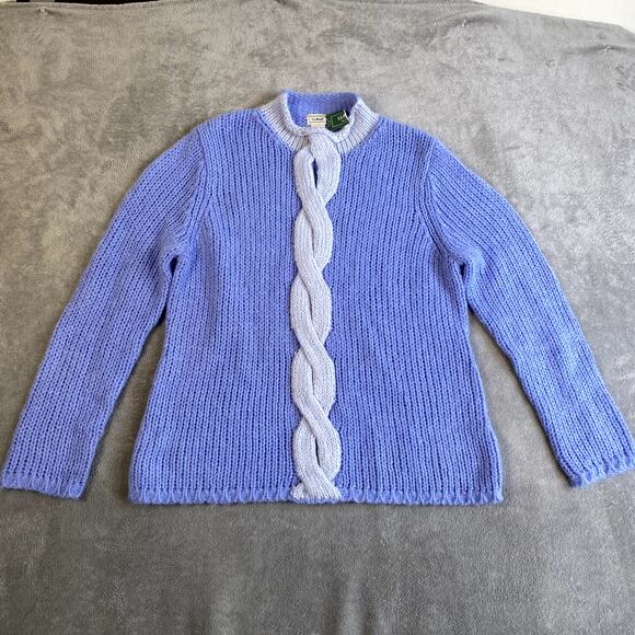 LL Bean Women's XL Blue Wool Mohair Sweater NWT Classic Luxurious Elegant - Picture 1 of 9
